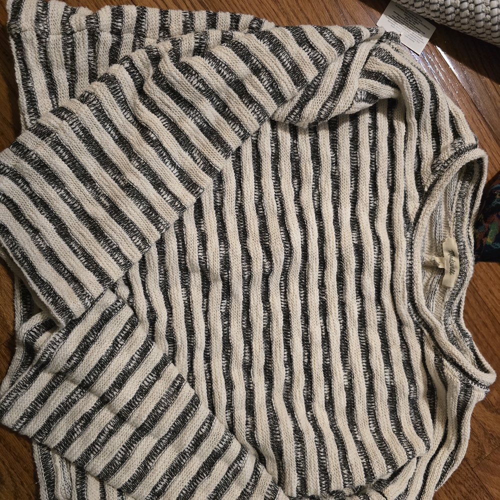 Madewell Black and Cream Knit Sweater